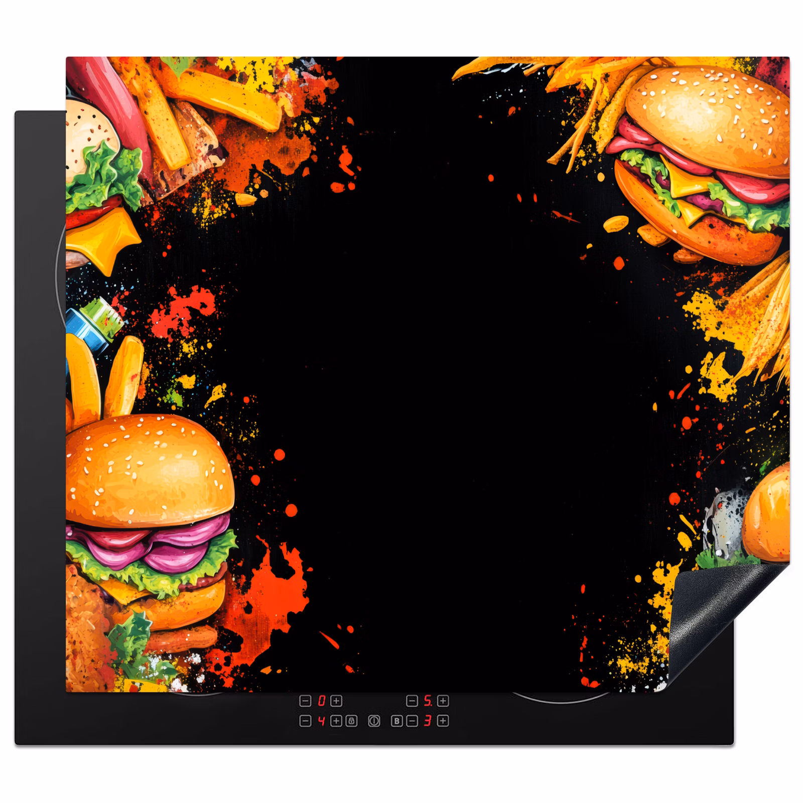 Induction hob protector - Fast food - Graffiti - Hamburger - Food - Modern — 1