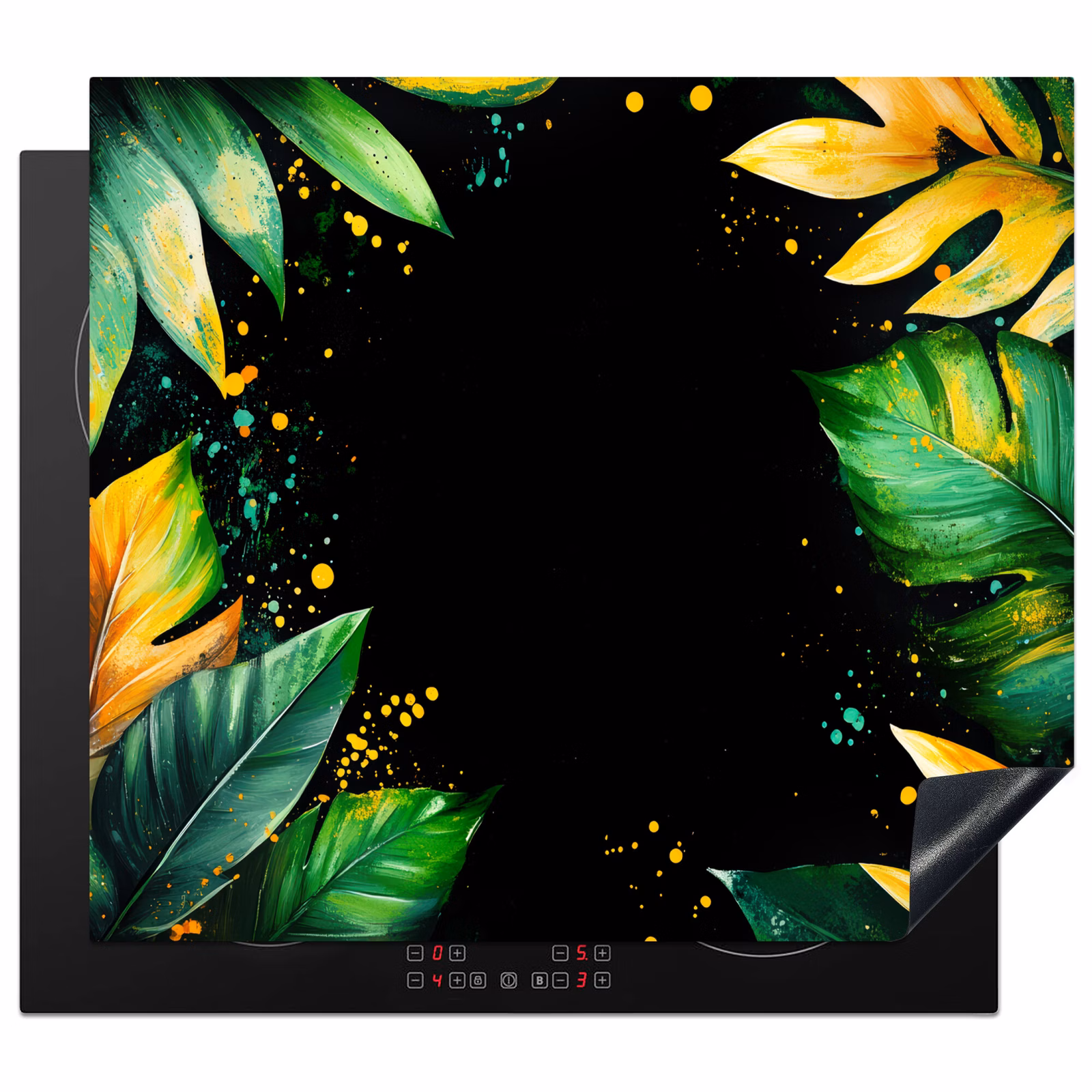 Induction hob protector - Leaves - Green - Yellow - Paint - Jungle — 1
