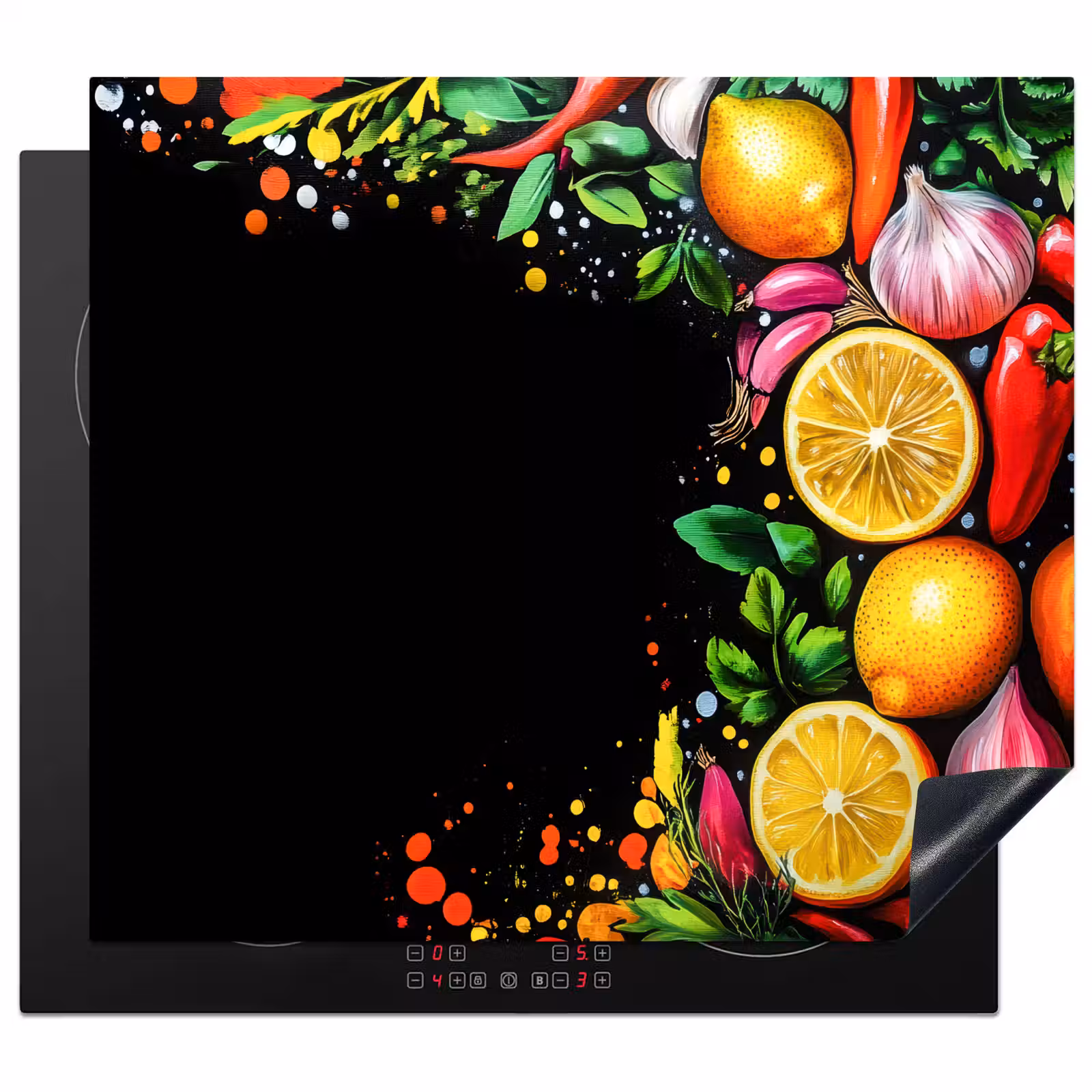 Induction hob protector - Lemons - Pepper - Herbs - Graffiti - Paint - Abstract — 1