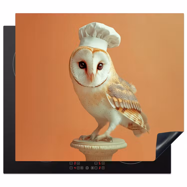 Induction hob protector - Barn owl - Chef's hat - Orange - Bird — 1