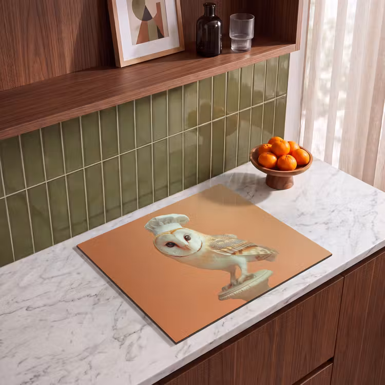 Induction hob protector - Barn owl - Chef's hat - Orange - Bird — 4
