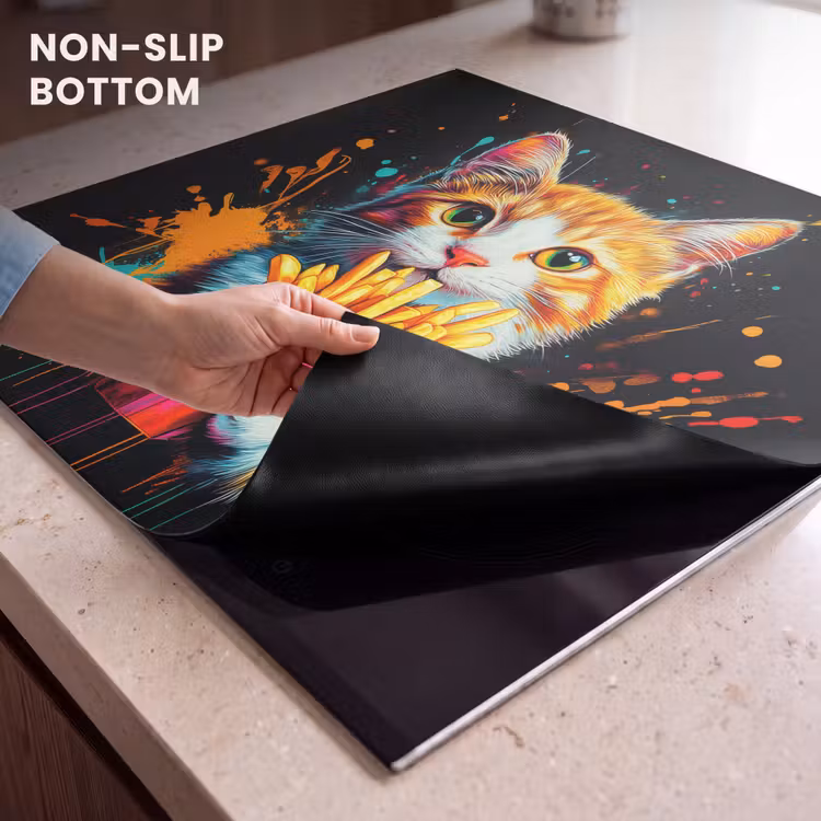 Induction hob protector - Cat - Food - Fries - Graffiti - Abstract — 5