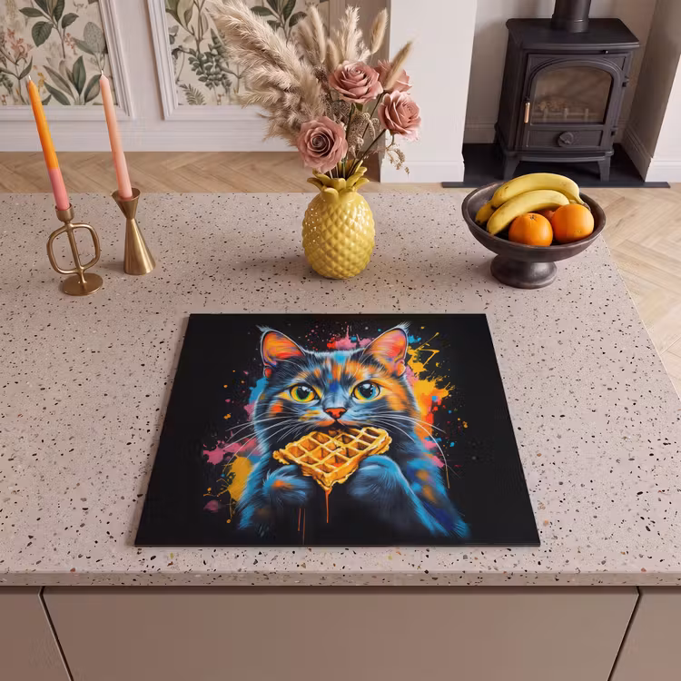 Induction hob protector - Cat - Graffiti - Colorful - Waffle - Food — 3
