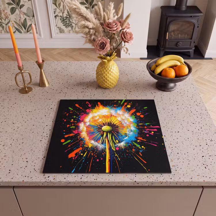 Induction hob protector - Dandelion - Graffiti - Colorful - Flowers - Nature — 3