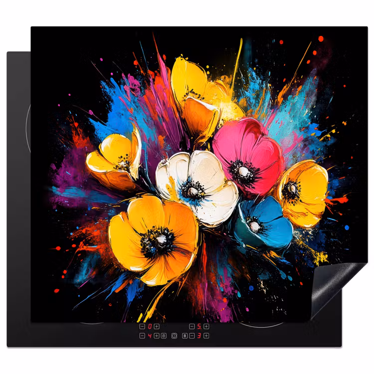 Induction hob protector - Flowers - Colorful - Graffiti - Modern - Bouquet — 1