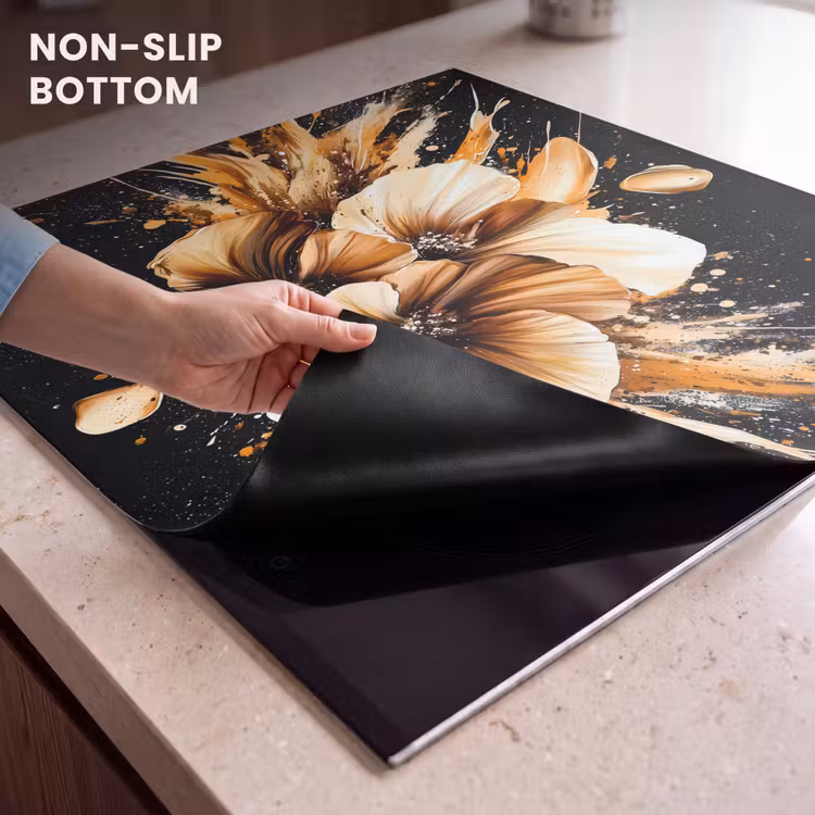 Induction hob protector - Flowers - Gold - Graffiti - Black - Abstract — 5