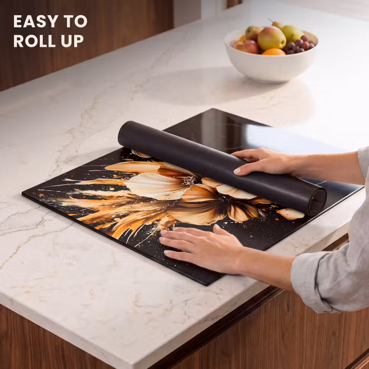 Induction hob protector - Flowers - Gold - Graffiti - Black - Abstract — 6
