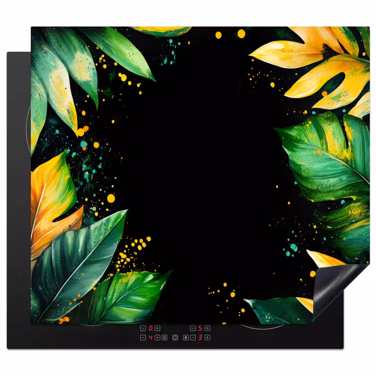 Induction hob protector - Leaves - Green - Yellow - Paint - Jungle — 1