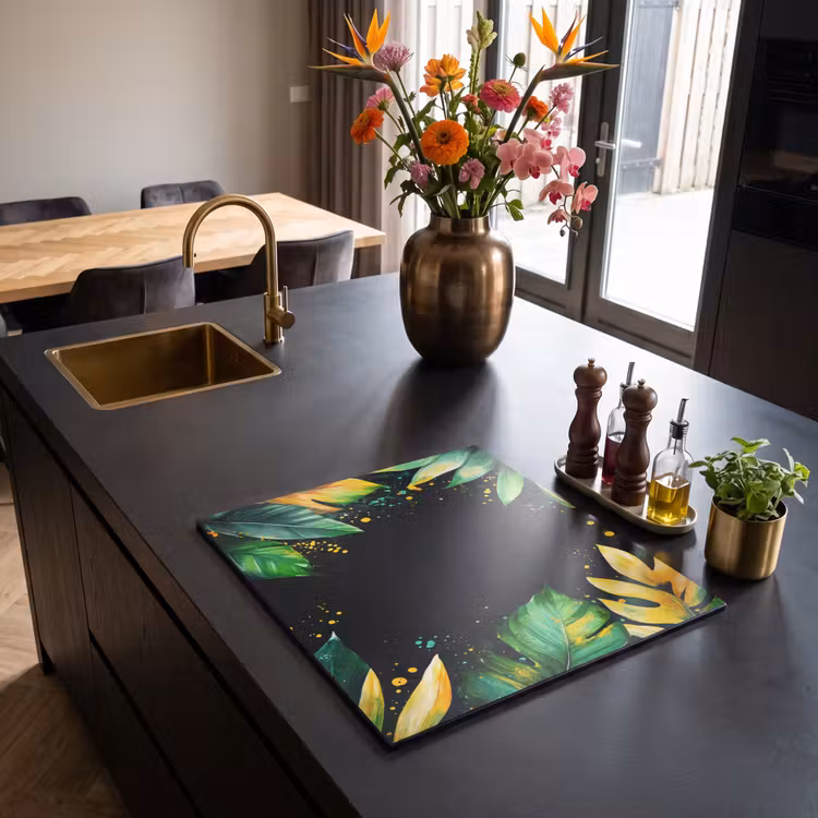 Induction hob protector - Leaves - Green - Yellow - Paint - Jungle — 2