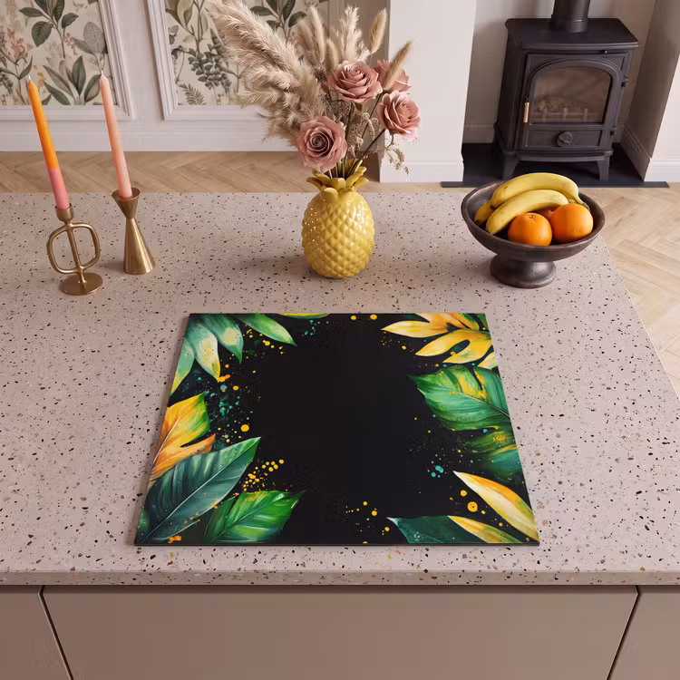 Induction hob protector - Leaves - Green - Yellow - Paint - Jungle — 3