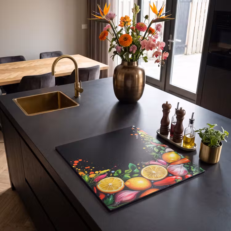 Induction hob protector - Lemons - Pepper - Herbs - Graffiti - Paint - Abstract — 2