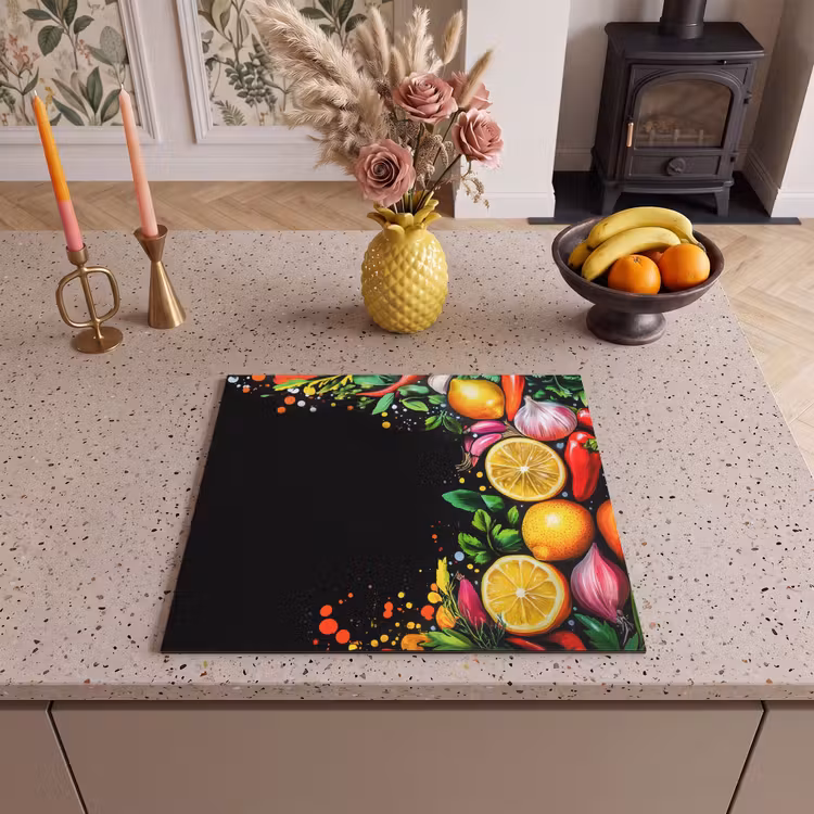 Induction hob protector - Lemons - Pepper - Herbs - Graffiti - Paint - Abstract — 3