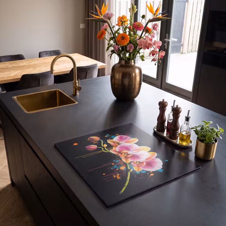Induction hob protector - Orchid - Graffiti - Colorful - Flowers - Abstract — 2