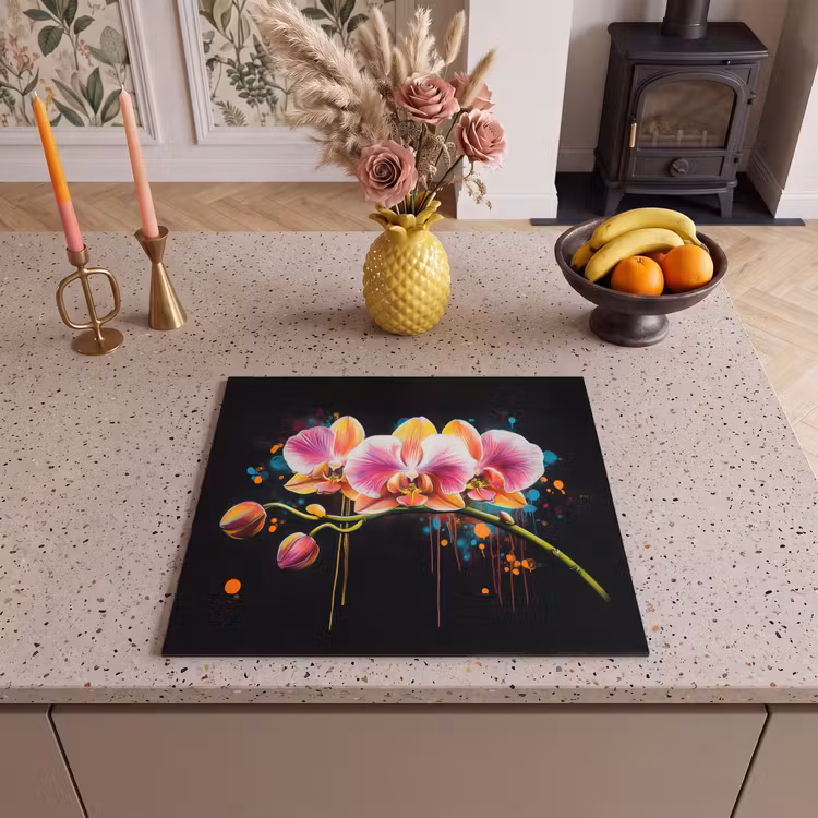 Induction hob protector - Orchid - Graffiti - Colorful - Flowers - Abstract — 3