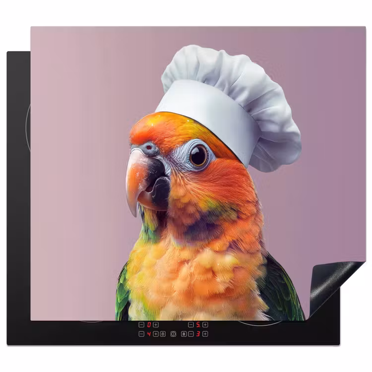 Induction hob protector - Parrot - Chef's hat - Curious - Bird — 1