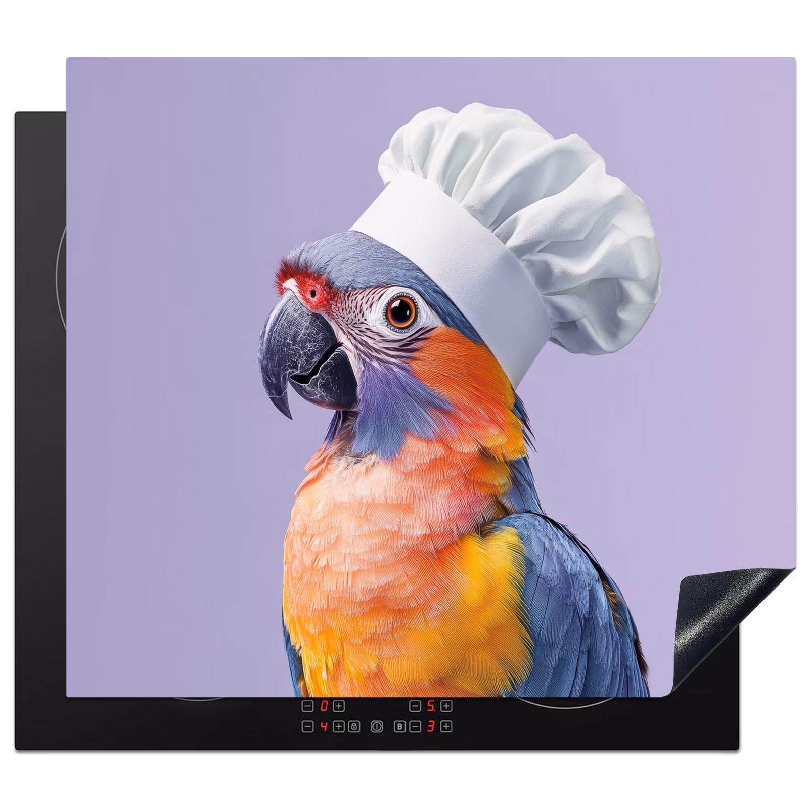 Induction hob protector - Parrot - Chef's hat - Purple - Cute — 1