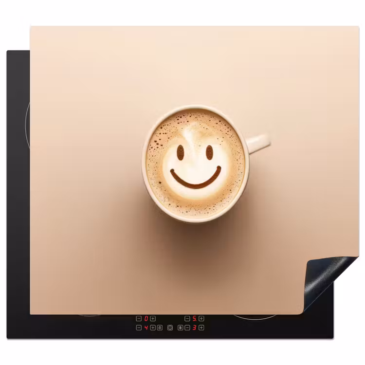 Induction hob protector - Coffee - Milk froth - Laughter - Beige — 1
