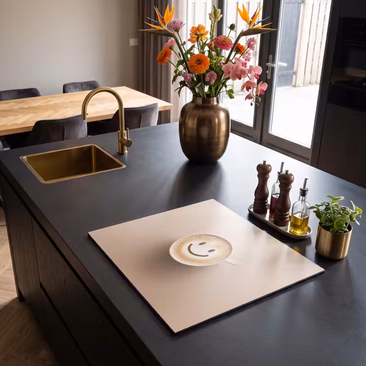 Induction hob protector - Coffee - Milk froth - Laughter - Beige — 2