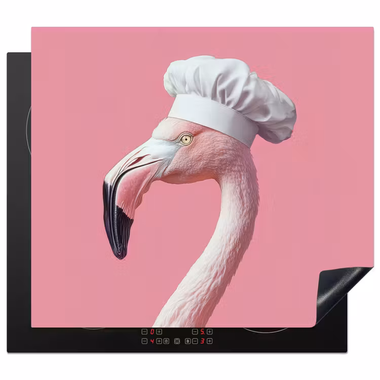 Induction hob protector - Flamingo - Pink - Chef's hat - Bird — 1