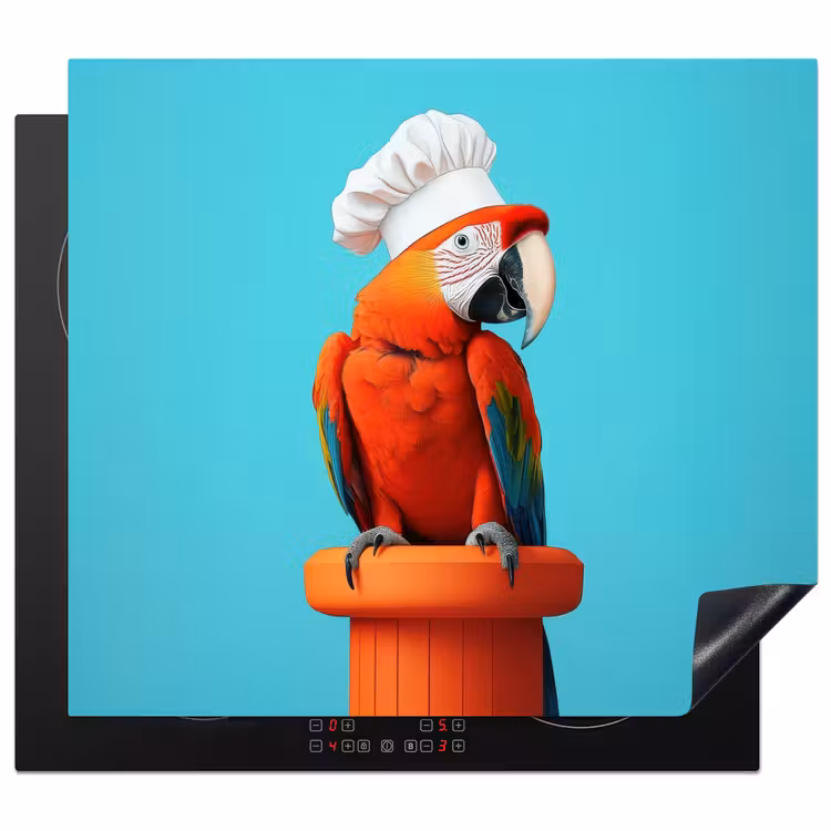 Induction hob protector - Macaw - Chef's hat - Pedestal - Funny — 1