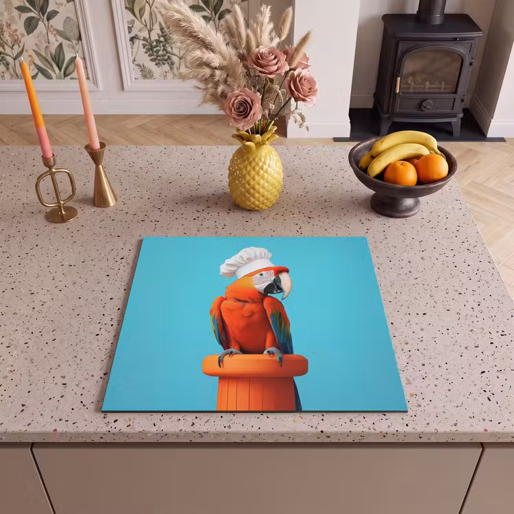 Induction hob protector - Macaw - Chef's hat - Pedestal - Funny — 3