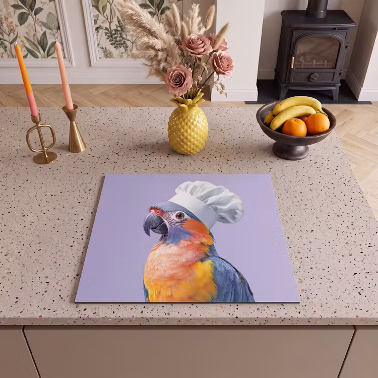Induction hob protector - Parrot - Chef's hat - Purple - Cute — 3