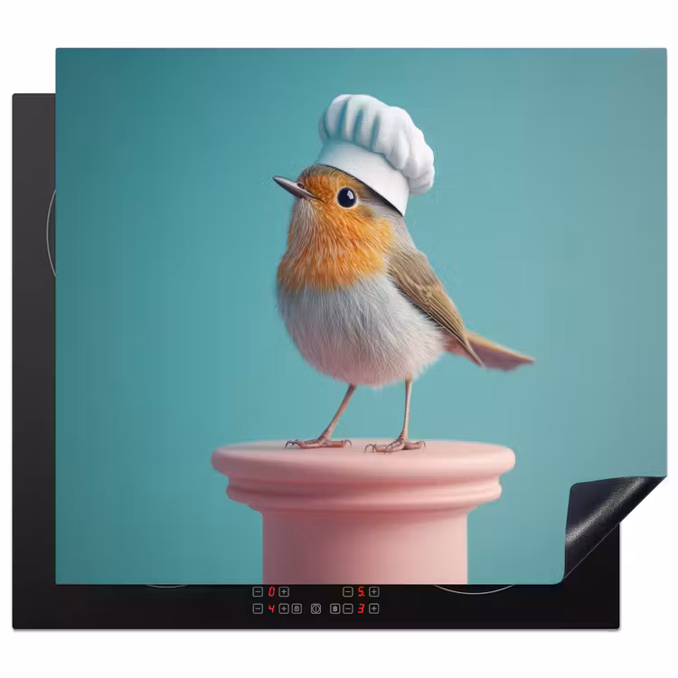 Induction hob protector - Robin - Bird - Chef's hat - Pedestal — 1