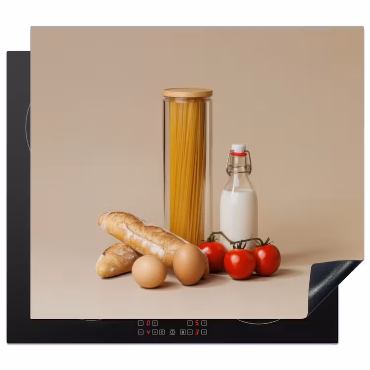 Induction hob protector - Spaghetti - Milk - Tomatoes - Eggs - Bread — 1