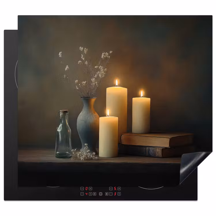 Induction hob protector - Candles - Still life - Rustic - Books — 1