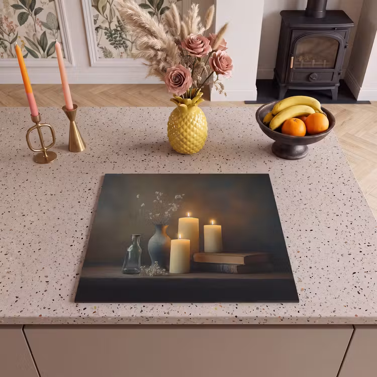 Induction hob protector - Candles - Still life - Rustic - Books — 3
