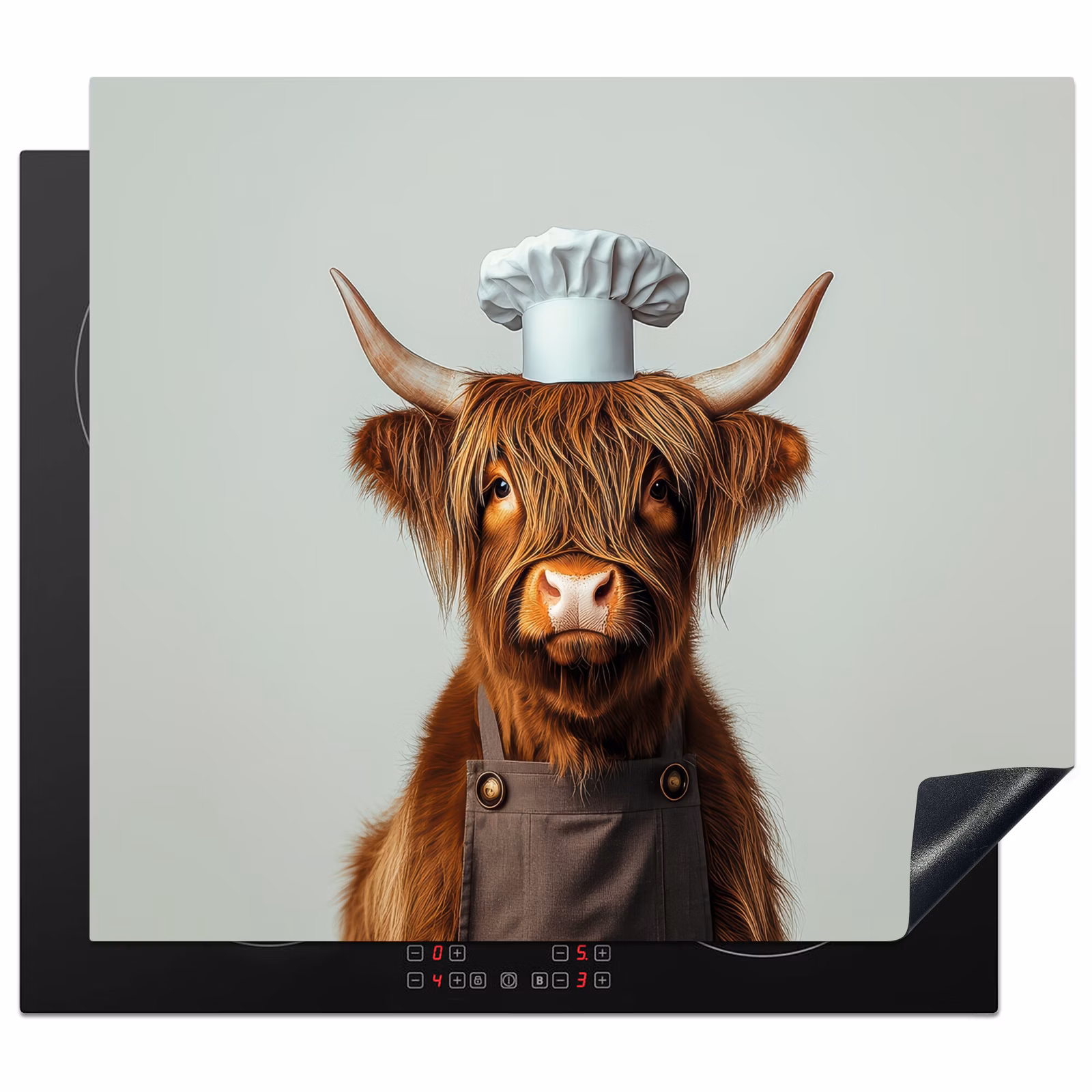 Induction hob protector - Scottish Highlander - Brown - Horns - Chef's clothing — 1