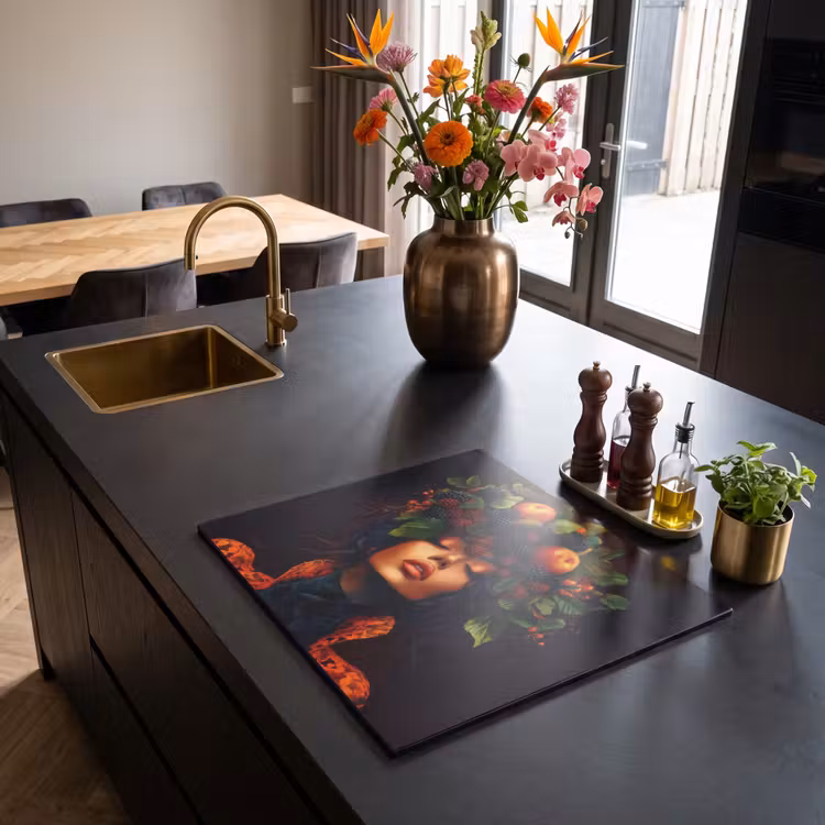 Induction hob protector - Woman - Black - Berries - Blackberries - Apples — 2