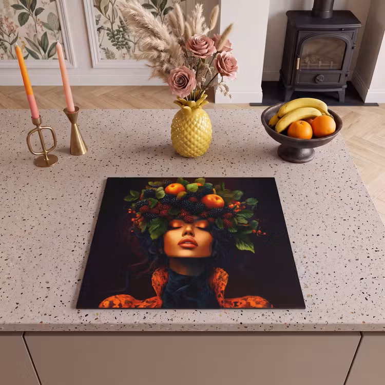 Induction hob protector - Woman - Black - Berries - Blackberries - Apples — 3