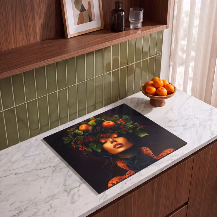 Induction hob protector - Woman - Black - Berries - Blackberries - Apples — 4