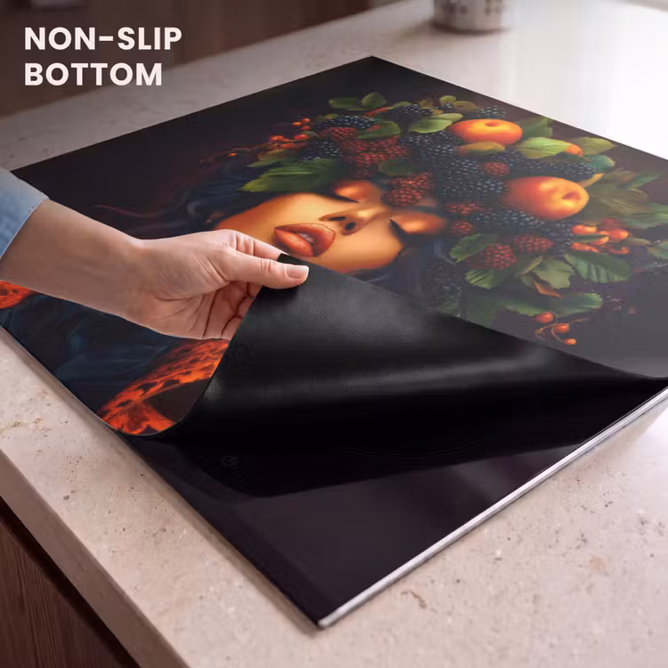 Induction hob protector - Woman - Black - Berries - Blackberries - Apples — 5