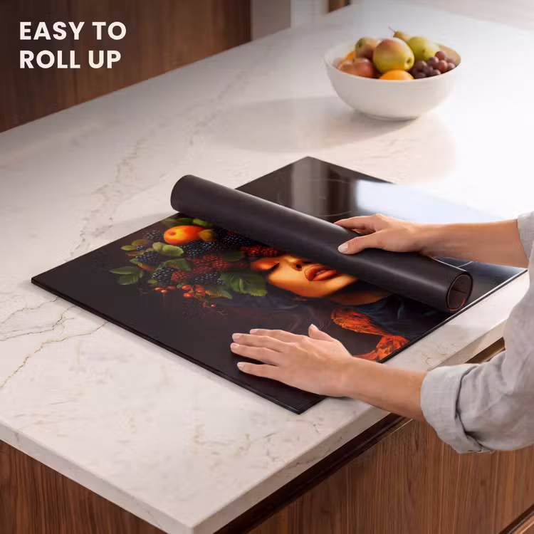 Induction hob protector - Woman - Black - Berries - Blackberries - Apples — 6