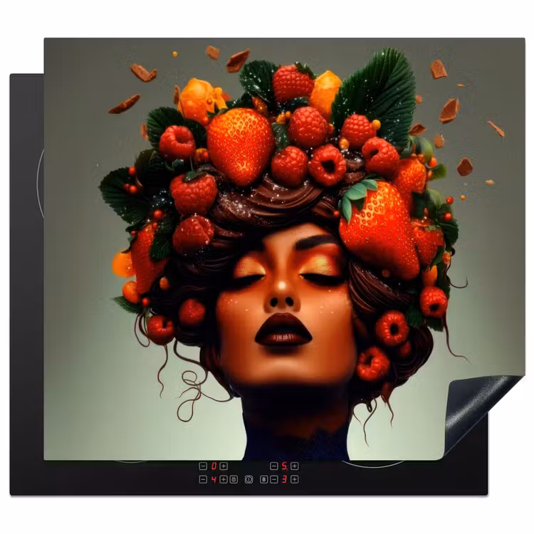 Induction hob protector - Woman - Chocolate - Raspberries - Strawberries - Cookies — 1