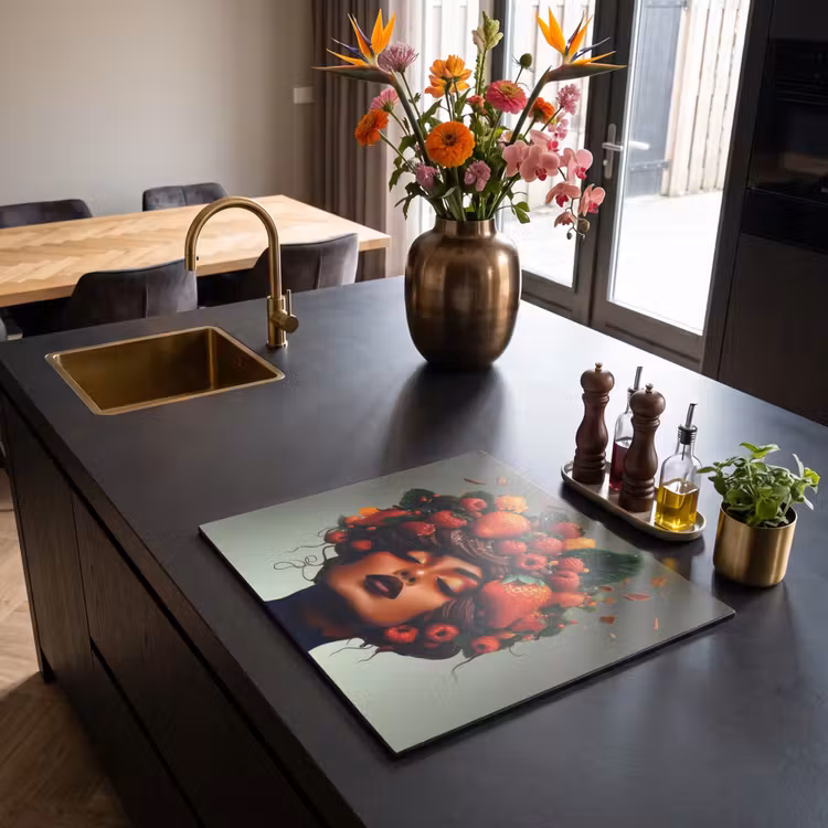 Induction hob protector - Woman - Chocolate - Raspberries - Strawberries - Cookies — 2