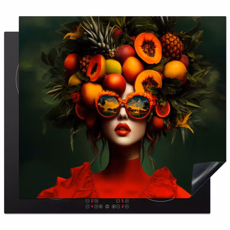 Induction hob protector - Woman - Fruits - Papaya - Pineapple — 1