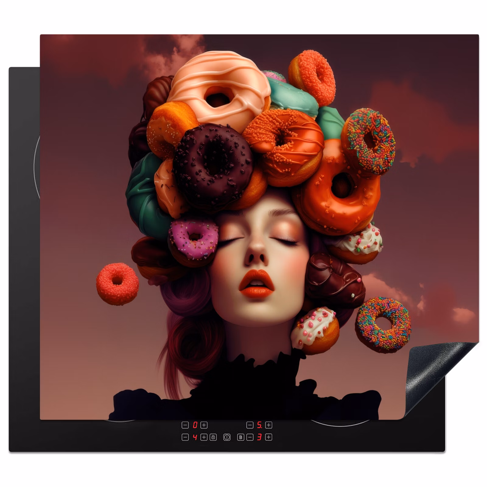 Induction hob protector - Woman - Donuts - Colorful — 1