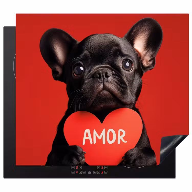 Induction hob protector - Amor - Dog - Heart - Red — 1