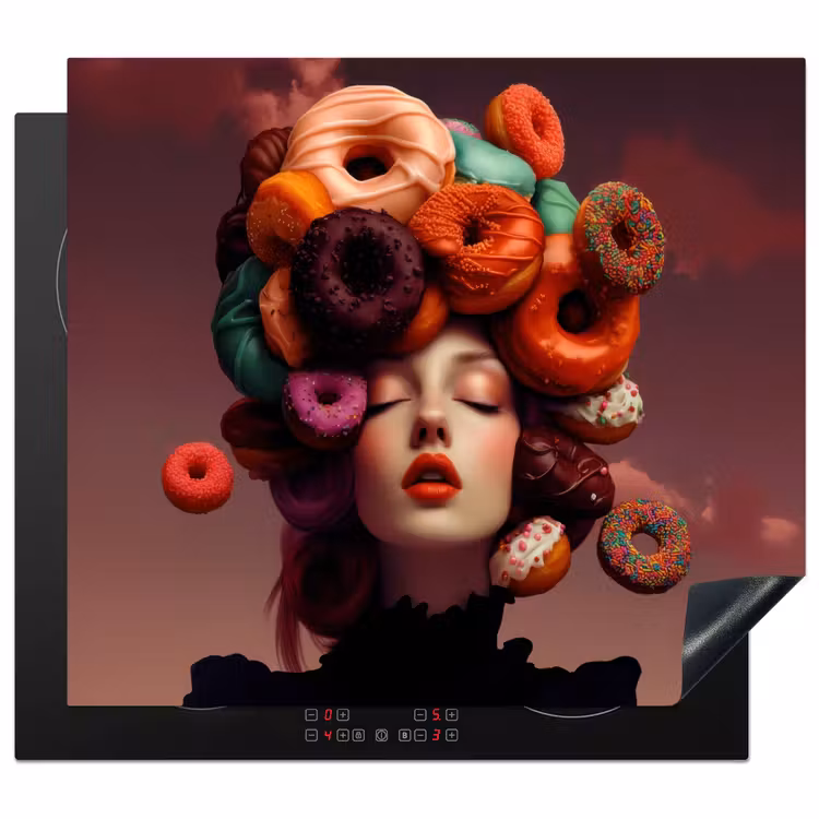 Induction hob protector - Woman - Donuts - Colorful — 1