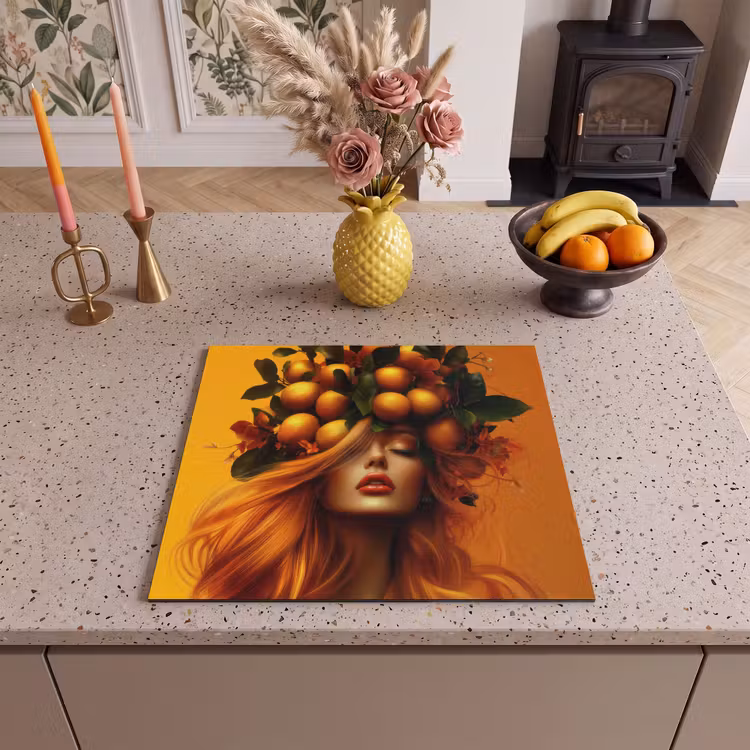 Induction hob protector - Woman - Lemons - Blossom - Yellow — 3