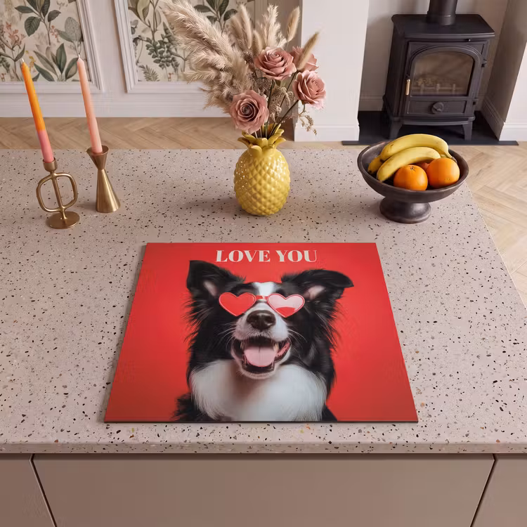 Induction hob protector - Dog - Heart Glasses - Loveyou - Red — 3