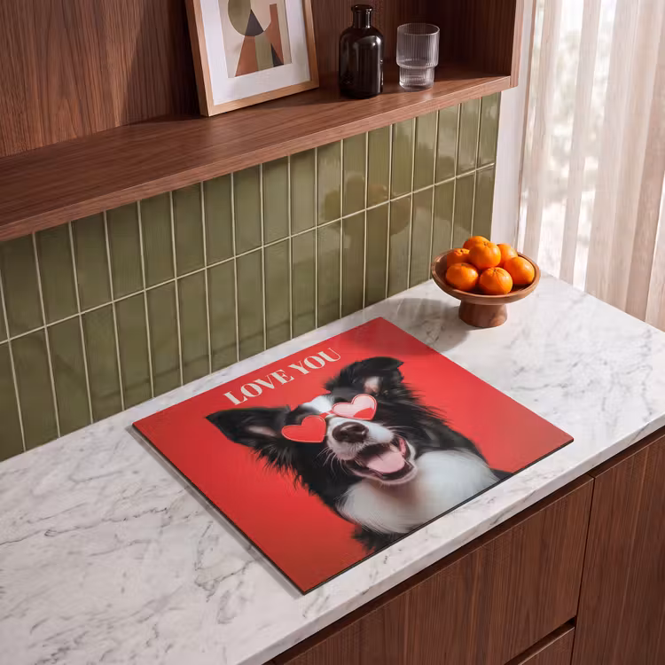 Induction hob protector - Dog - Heart Glasses - Loveyou - Red — 4