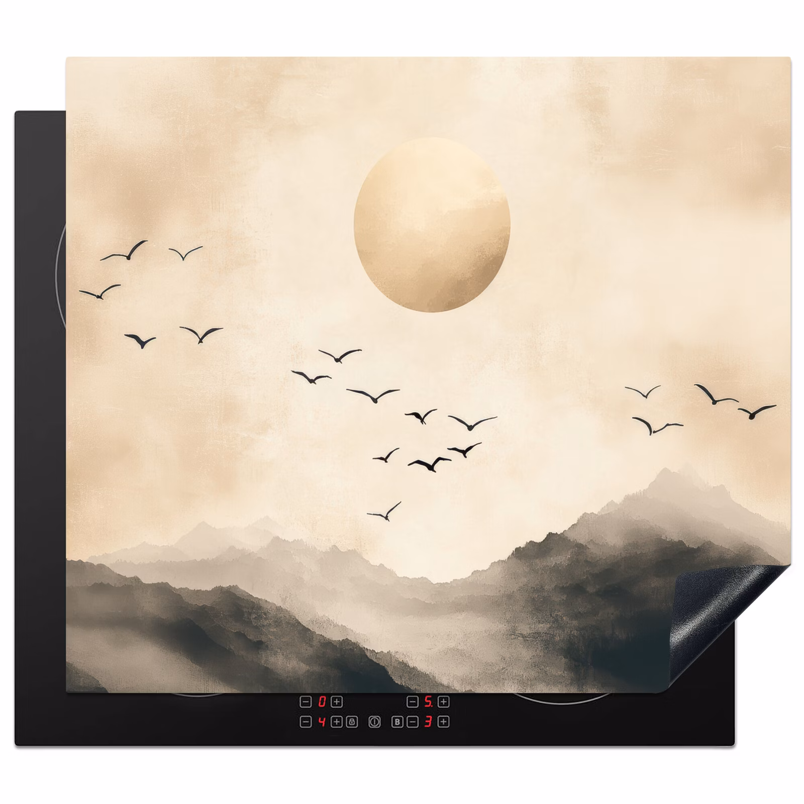 Induction hob protector - Landscape - Japandi - bird — 1