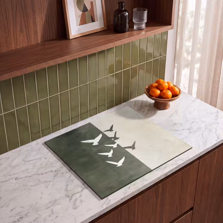 Induction hob protector - Japandi - Bird - Green — 4