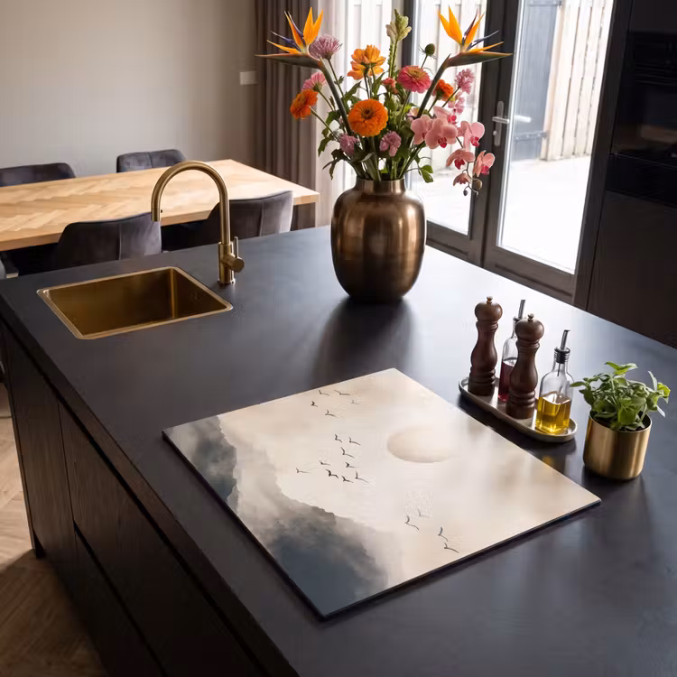 Induction hob protector - Landscape - Japandi - bird — 2