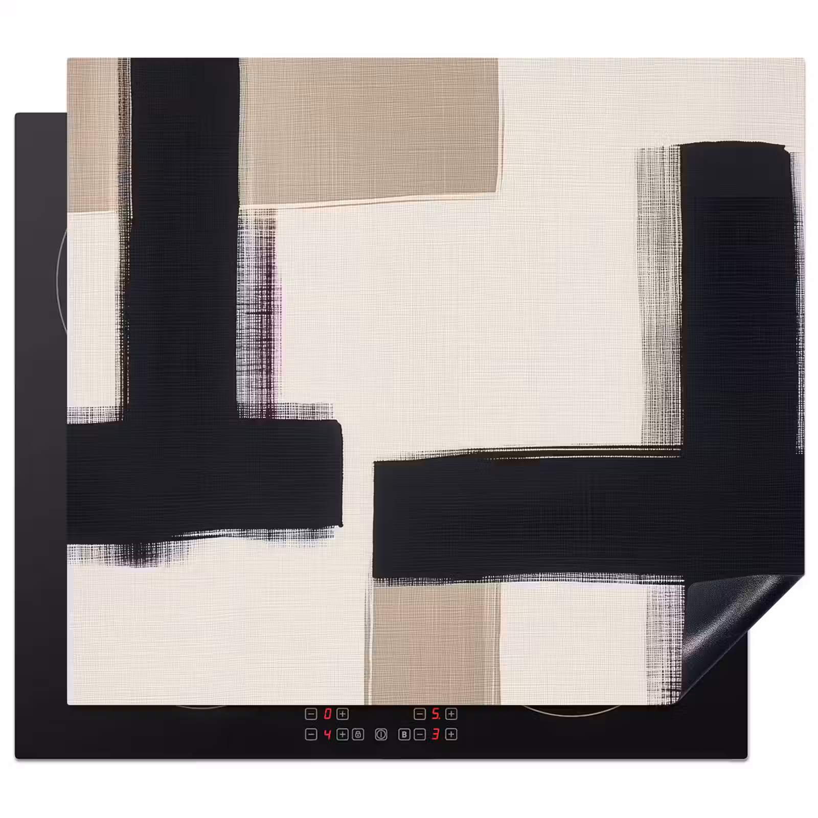 Induction hob protector - Black - Abstract - Japandi — 1