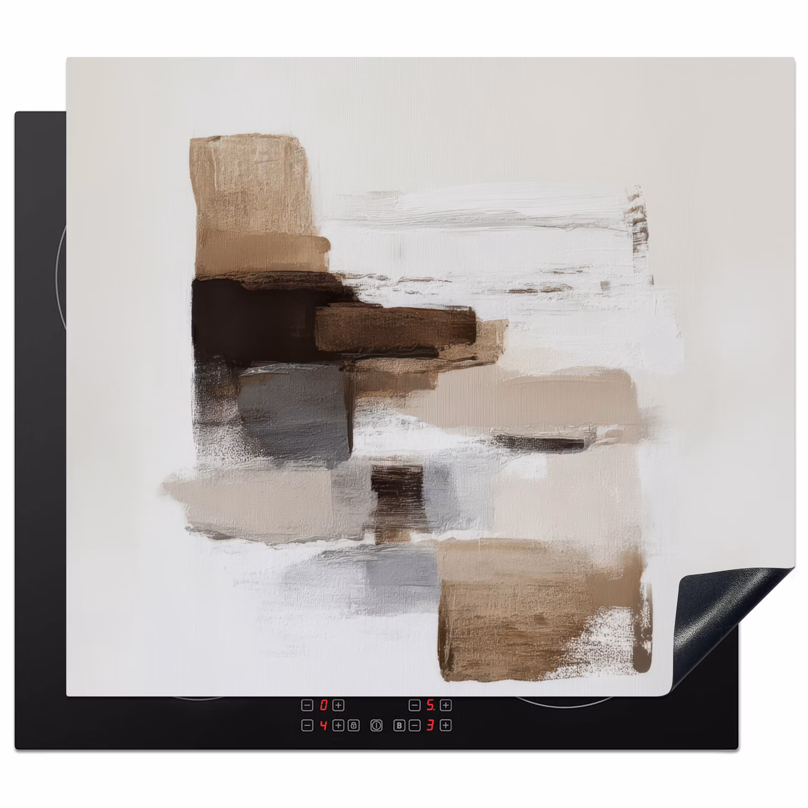 Induction hob protector - Brush strokes - Balance - Beige - Brown — 1